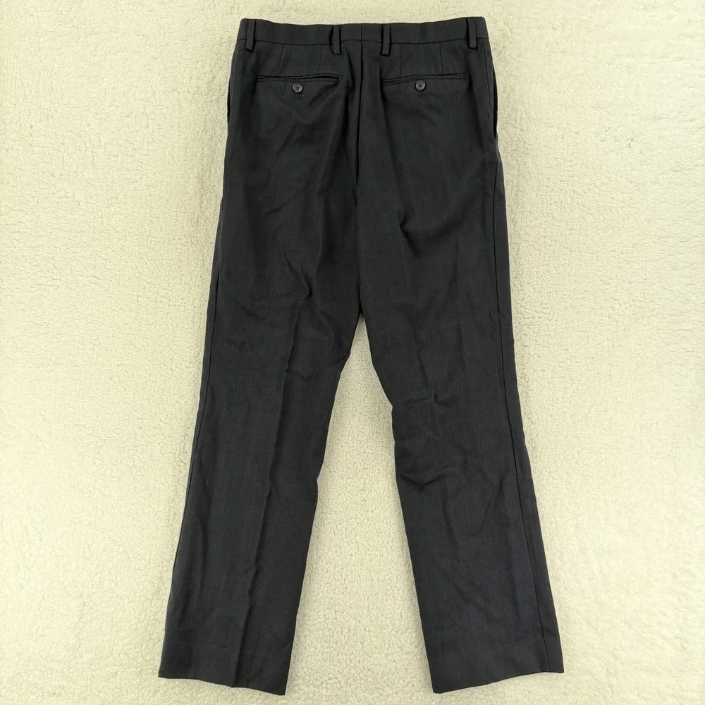 Banana Republic‎ Dress Pants Mens 32x32 Blue Wool Check Classic Fit Altered Hem